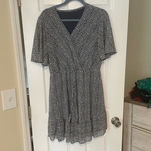 NWOT ECOWISH Womens Ruffle Dress V Neck Swing Summer Short Sleeve Dresse